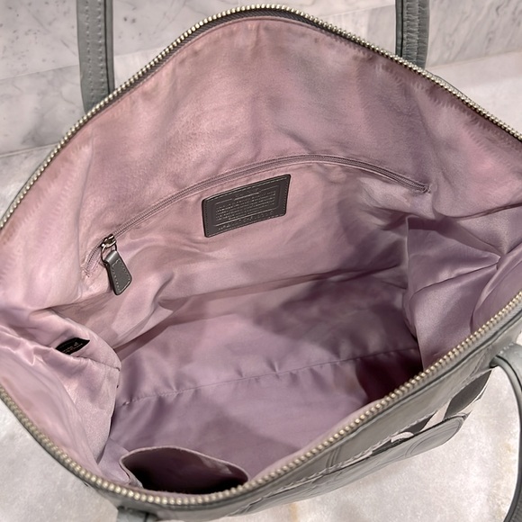 Coach Signature Laura Gray/Silver Double Strap Large Tote Bag - Picture 9 of 15